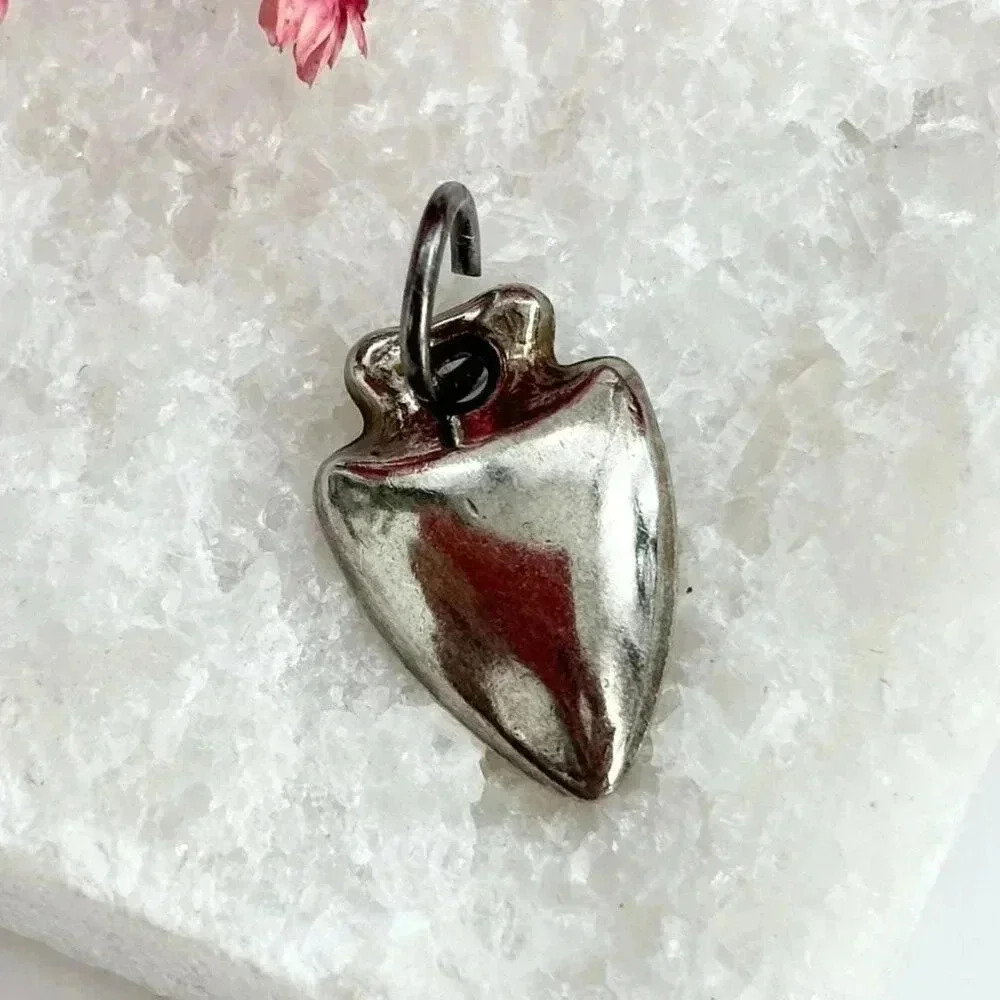 Silver Toned Vintage Heart Shaped Tiny Pendant Charm Trinket